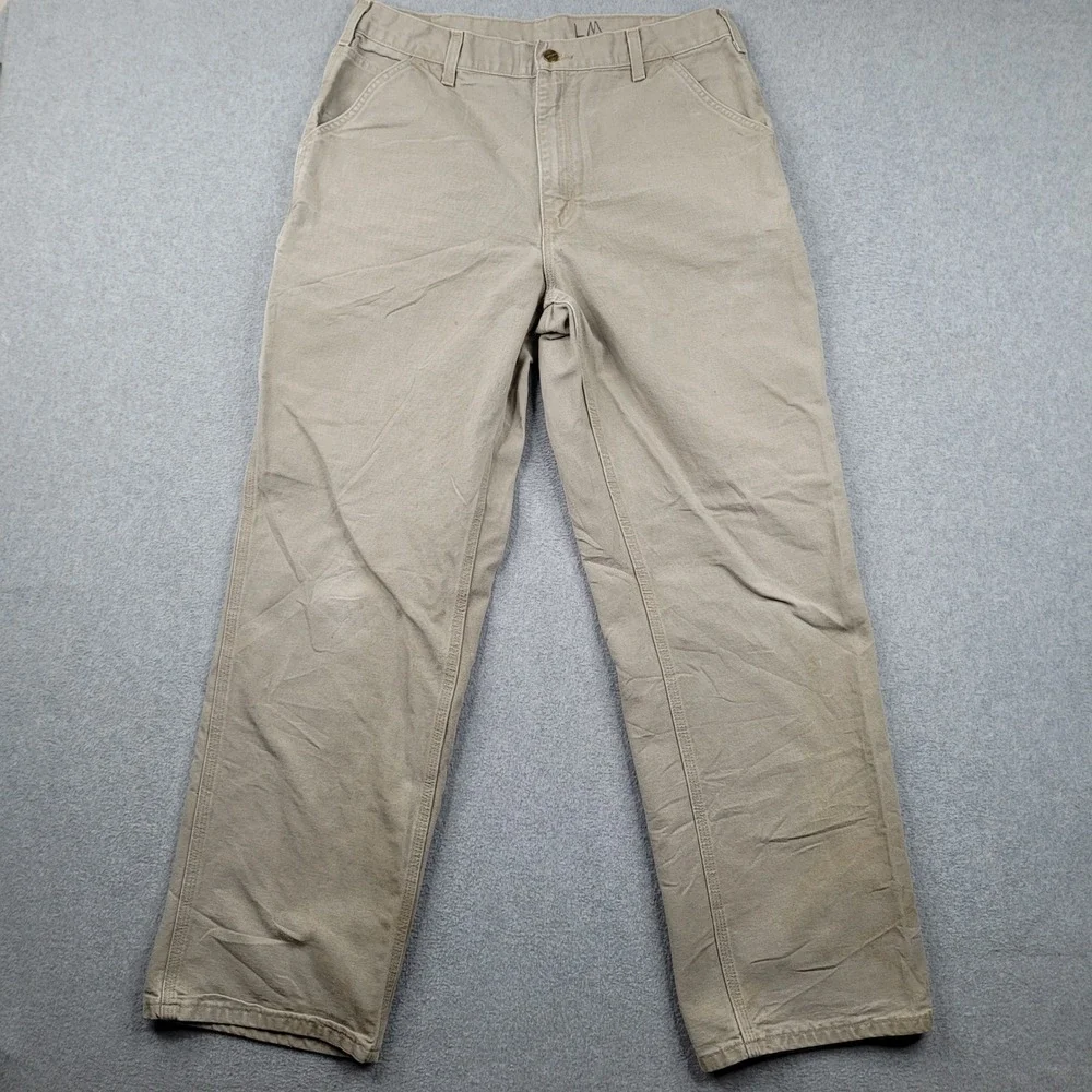 Carhartt B11 DES Dungaree Fit‎ Pants Mens 36x34 Tan Cotton Canvas Workwear